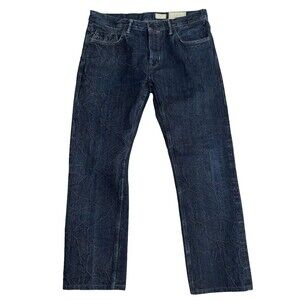 AllSaints Selvedge Denim Japan Jeans Size 34x29 Lightening Effect Crinkle - READ
